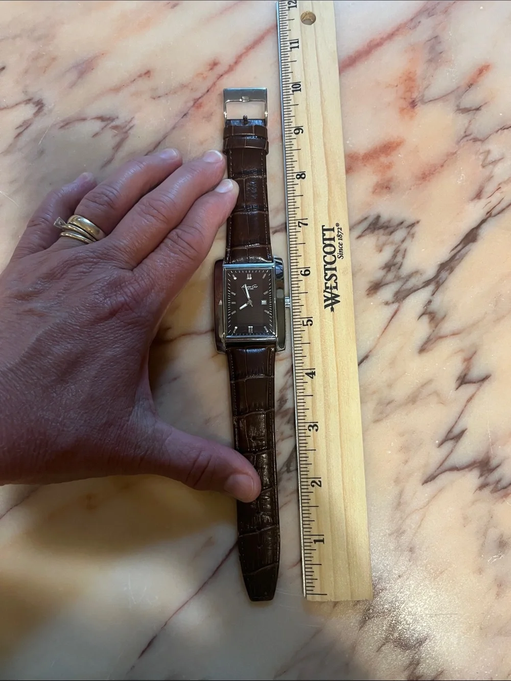 Kenneth Cole New York Brown Leather Strap Men’s Watch with Silver Case